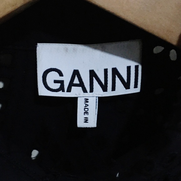 Ganni Eyelet Puff Sleeve Dress - Picture 9 of 9